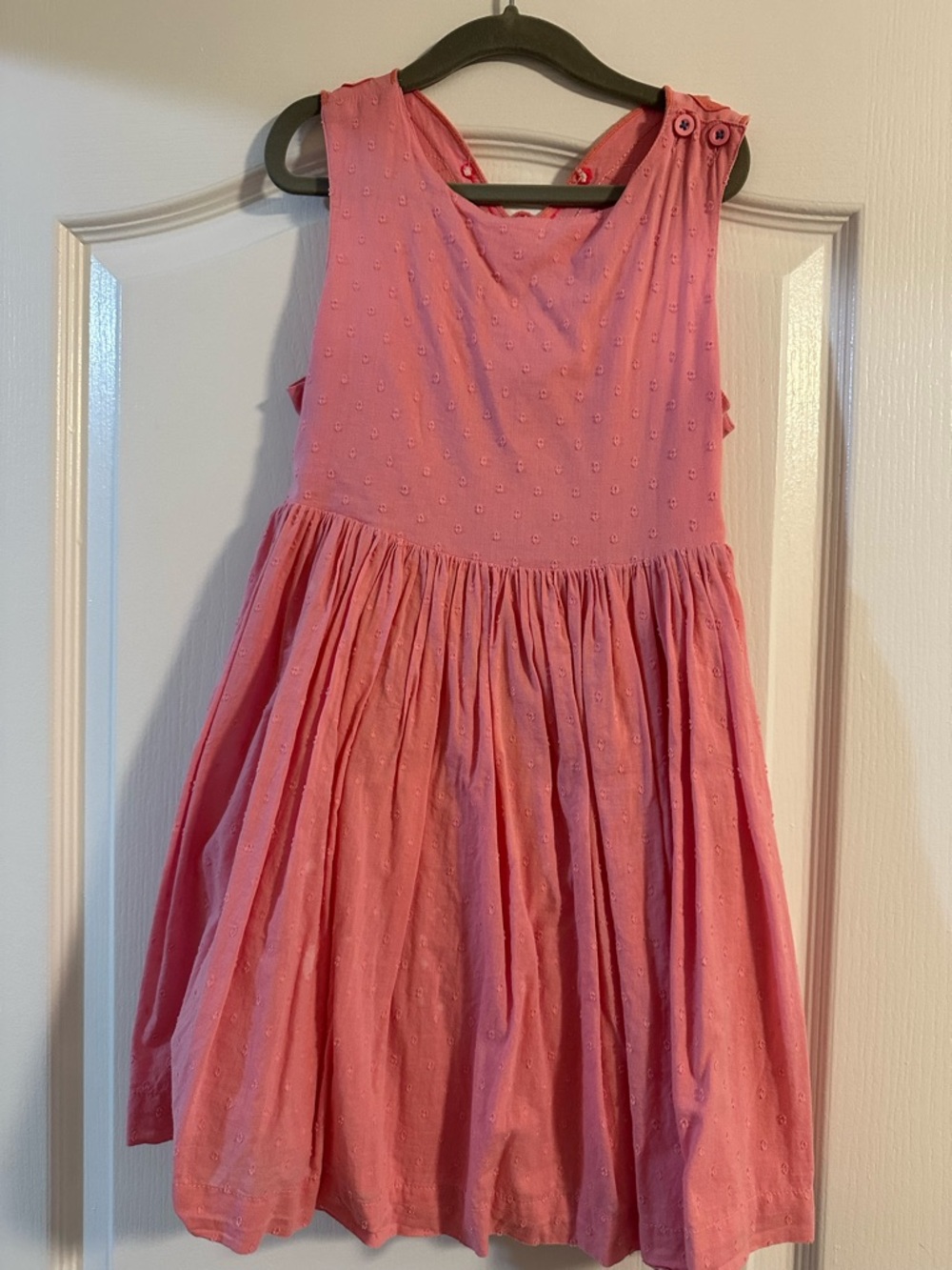 Mini Boden Pink Sleeveless Gathered Cotton Dress